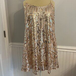 Emerald Sundae rose gold sequin slip dress